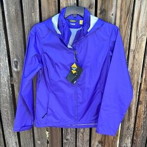 Cabela's Purple Hooded Jacket M New Waterproof Rain Swept Zip Front Lightweight
